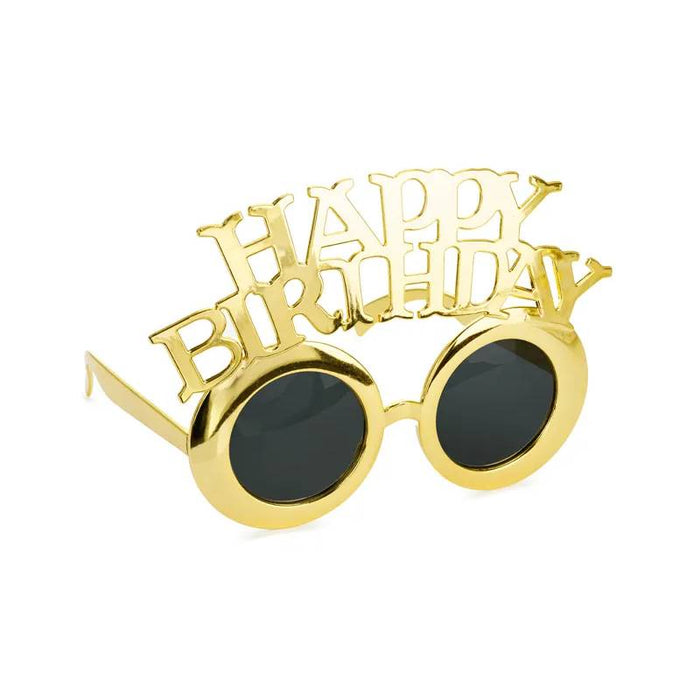 Glasses Happy Birthday, 16.5x11.5 cm, cold gold