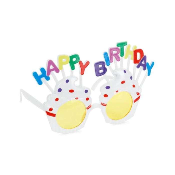 Glasses Cupcake Happy Birthday, 18.5x11.5 cm, white