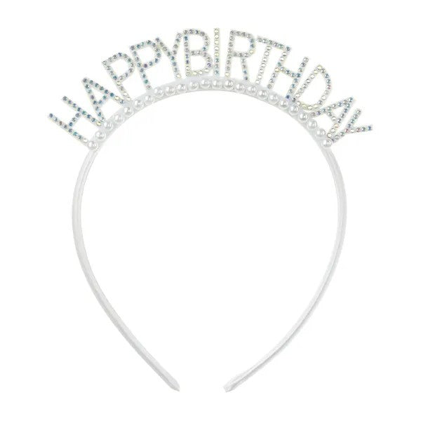Headband Happy Birthday, 14x15.5 cm, silver