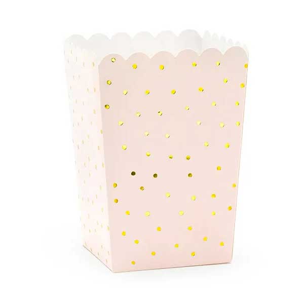 Boxes for popcorn Dots, light pink, 7x7x12.5cm