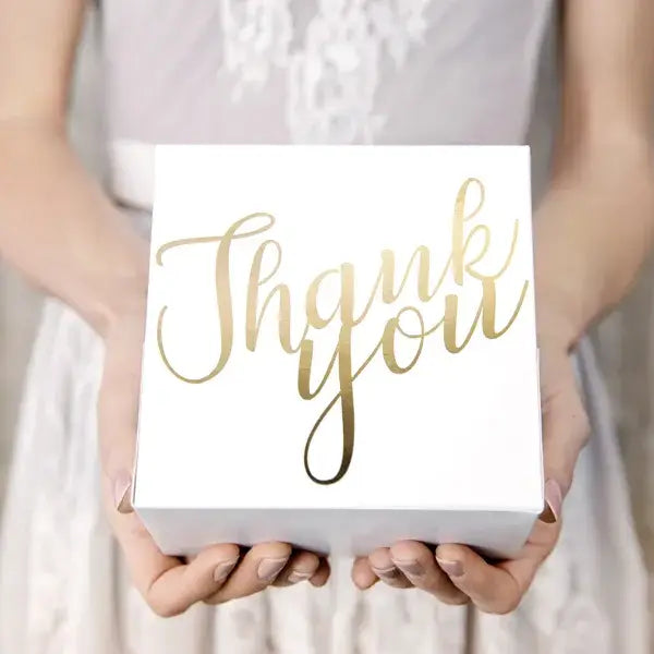 Decorative cake boxes - Thank you, gold, 14x8.5x14cm