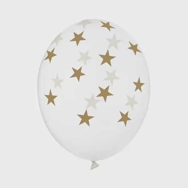 Balloons 30cm, Stars, Crystal Clear