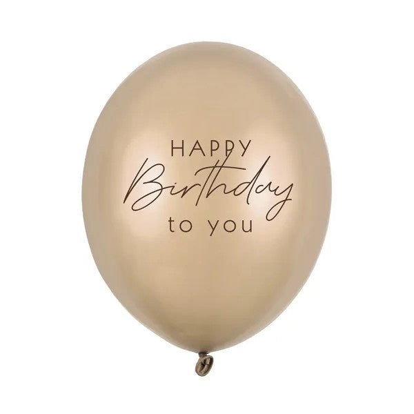 Balloons 30 cm, Happy Birthday, Metallic Cold Gold