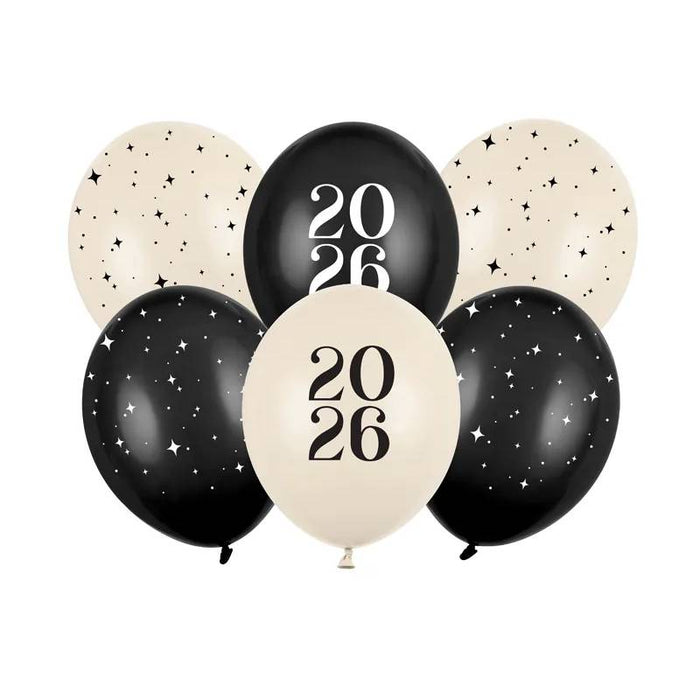 Balloons 30 cm, Happy New Year 2026, Pastel Mix