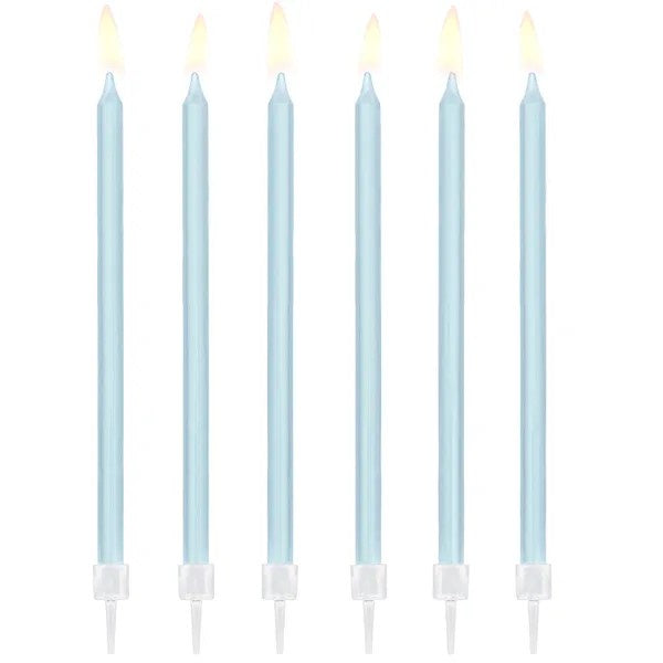 Plain birthday candles, light blue, 14cm