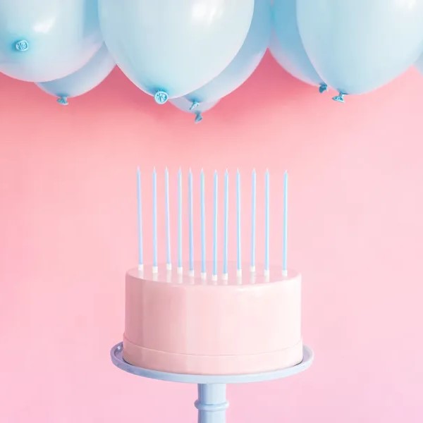 Plain birthday candles, light blue, 14cm