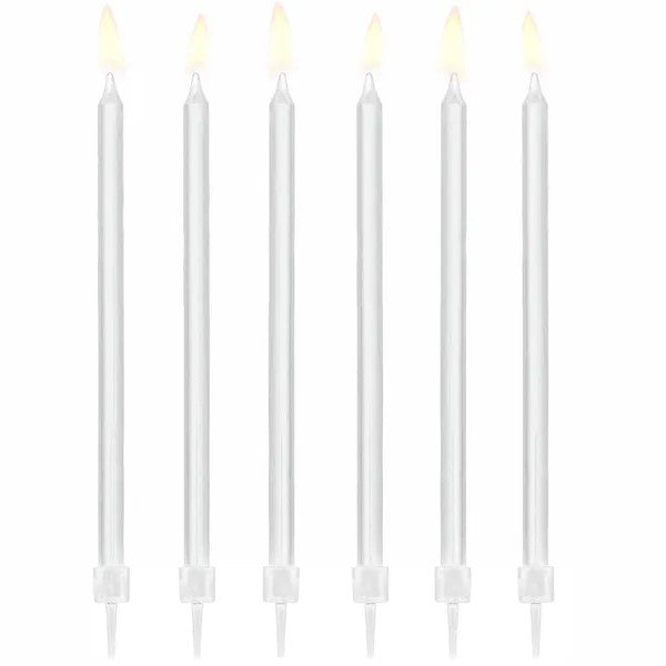 Plain birthday candles, white, 14cm