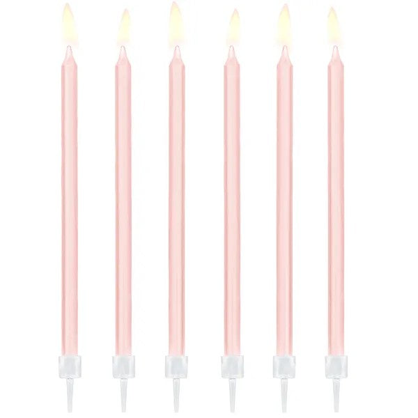 Plain birthday candles, light pink, 14cm