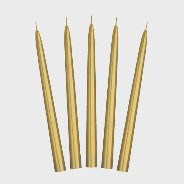 Taper candles, metallic, gold, 24cm