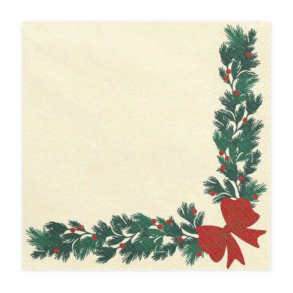 Napkins Christmas garland, 33x33 cm, beige - 20pk