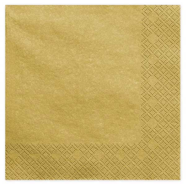 Napkins, 3 layers, gold metallic, 40x40cm