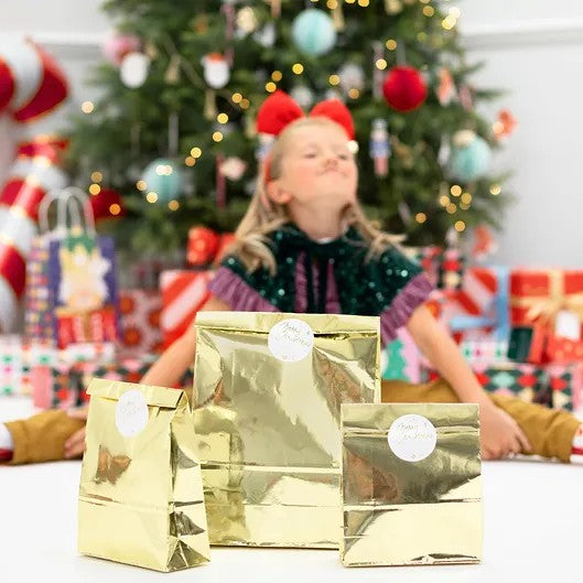 Gift bags, gold, 18.5x28.5x8cm - 3pk