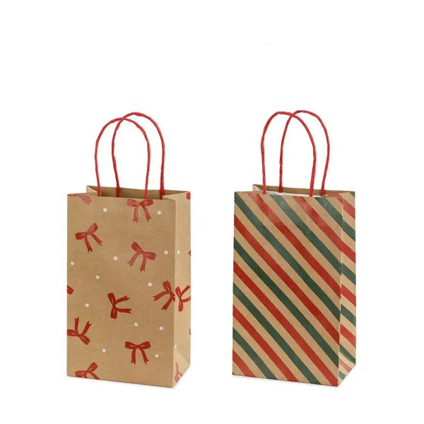 Gift bags Stripes and bows, kraft
