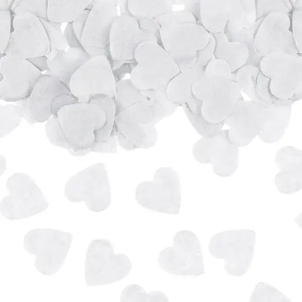 Confetti cannon with hearts, white, 28cm