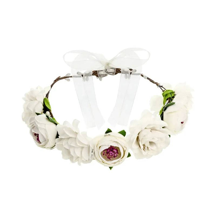 Flower crown, white, 17cm