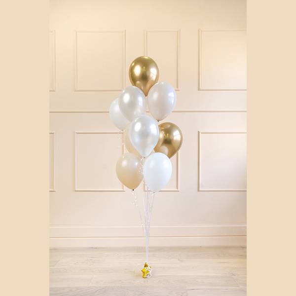 Latex balloons set, mix White and Gold - 10pk