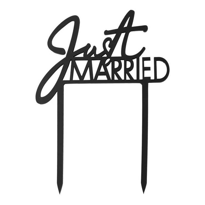 Black Acrylic Just Married Wedding Cake Topper