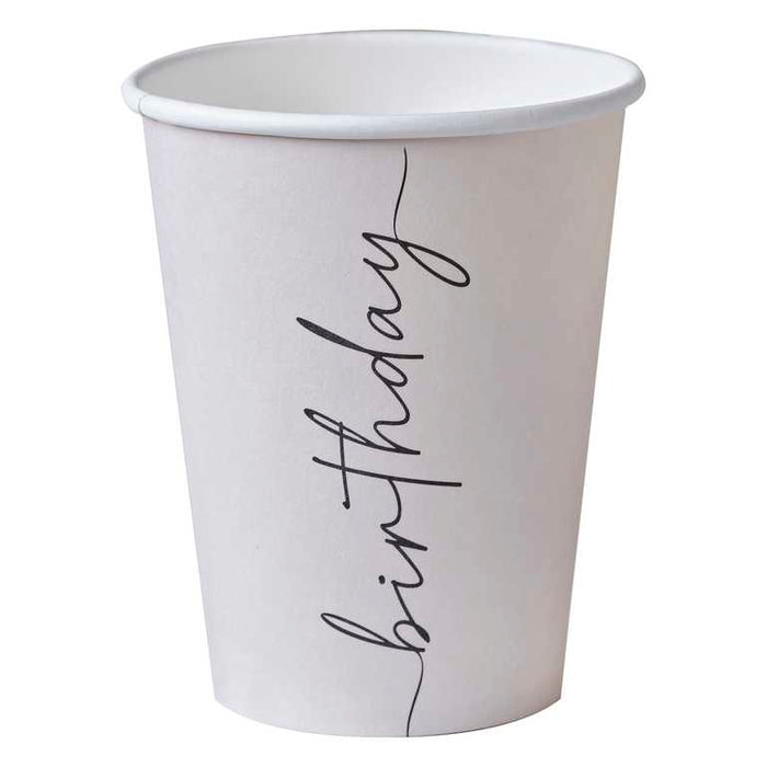 Nude and Black Happy Birthday Paper Party Cups