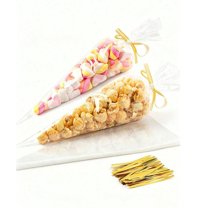 Cellophane Cone with Twist Ties - 13x25cm