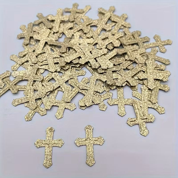Gold Glitter Cross Table Confetti - 100pk