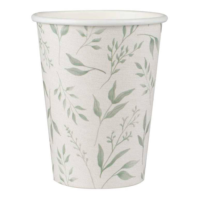 White and Green Christening Paper Cups