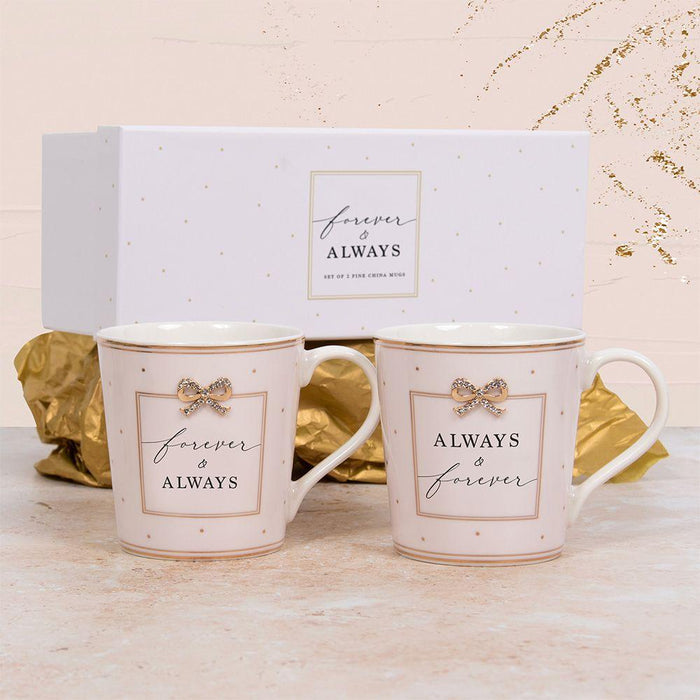 Forever & Always Fine China Mugs Set of 2