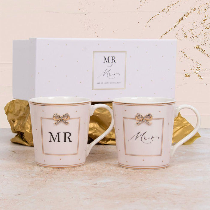 Mr & Mrs Fine China Mugs Set of 2