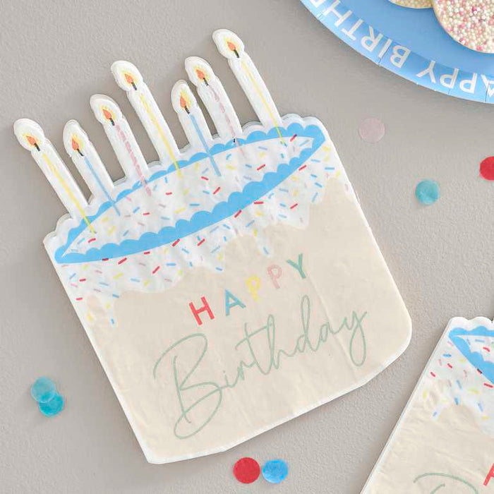 Cake Shaped Happy Birthday Paper Napkins