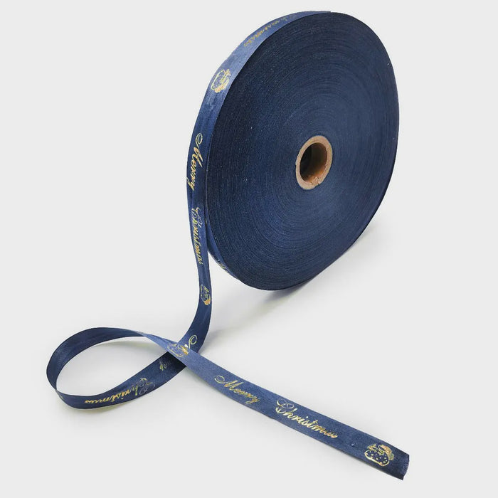 Satin Ribbon - 15mm - Navy Blue - Merry Christmas