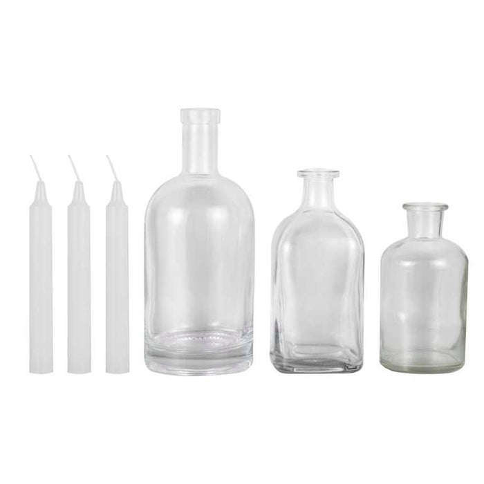 Glass Bottle Candle Holders with Candles