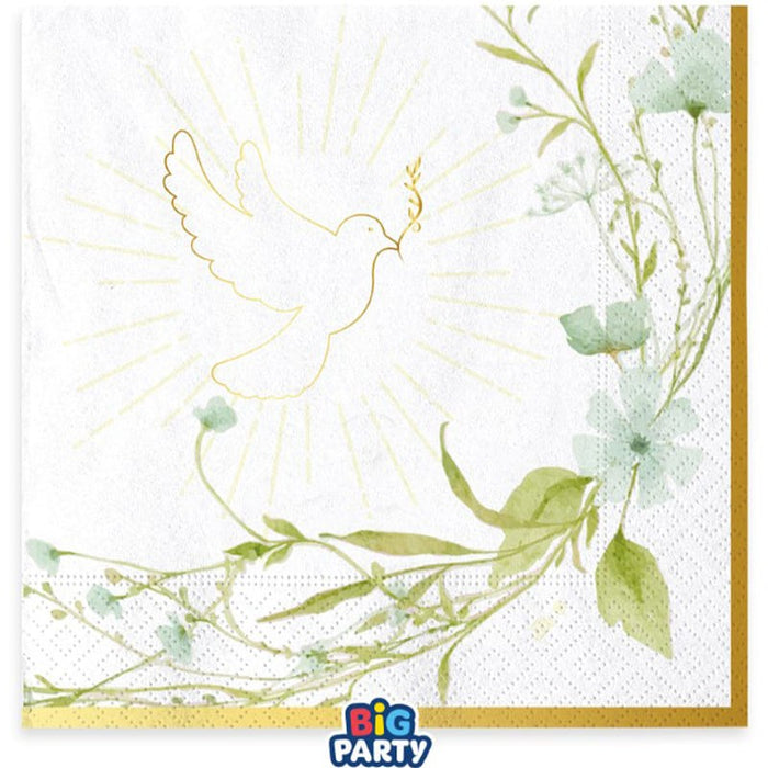 Lunch Napkins - Confirmation Dove - 33x33cm - 16pk