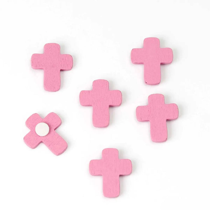 Wooden cross with adhesive 2.2cm - Pack of 12