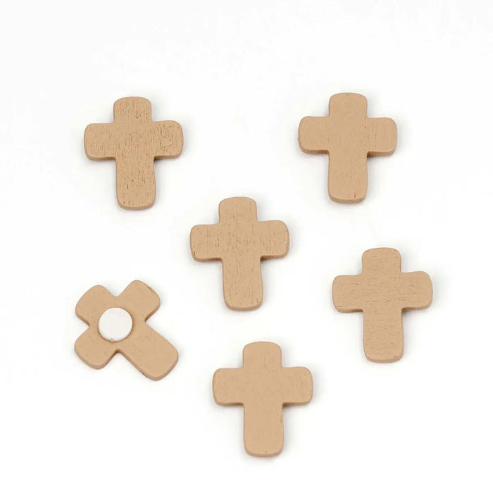 Wooden cross with adhesive 2.2cm - Pack of 12