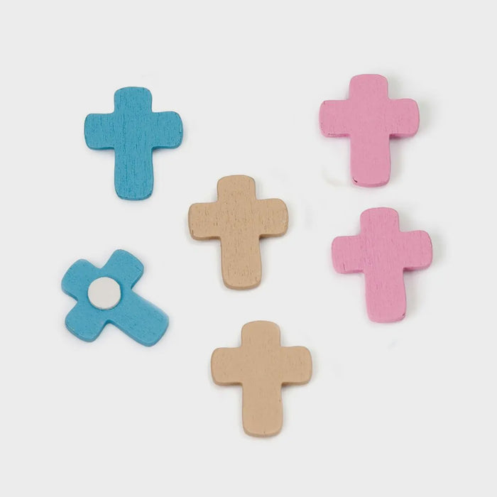 Wooden cross with adhesive 2.2cm - Pack of 12