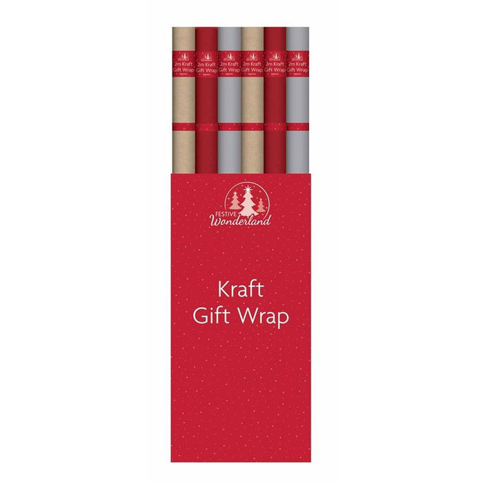 Christmas Gift Wrap Red,Silver, Gold 2M x 70cm