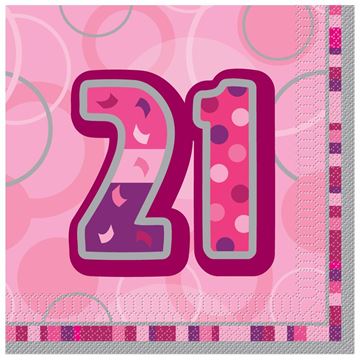 Lunch Napkins - Dazzling Pink - 21st Birthday