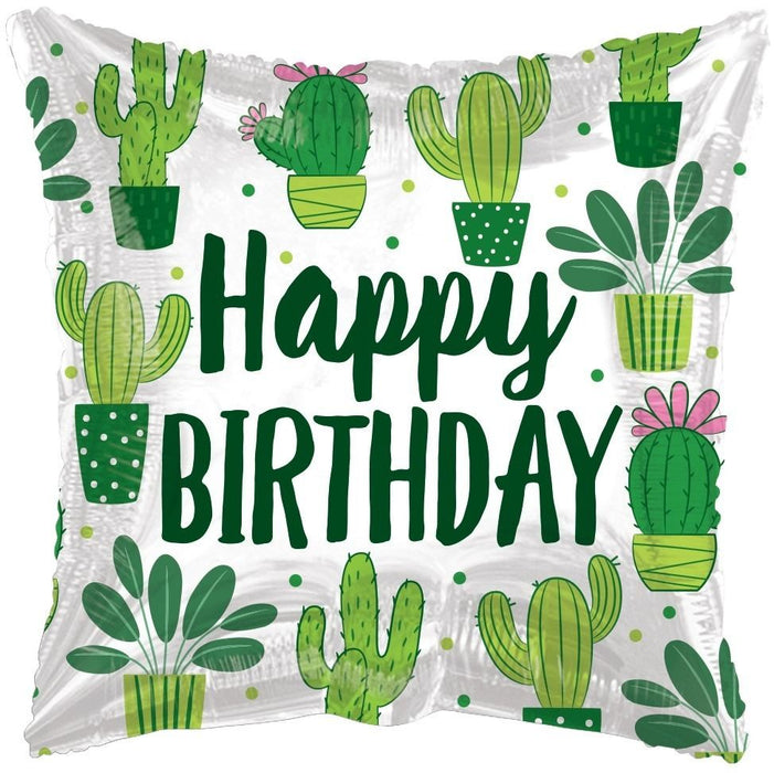 Balloon Foil Square Shape - Cactus - Happy Birthday 18''