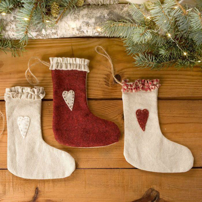 Christmas Stocking With Stitched Heart - 18cm