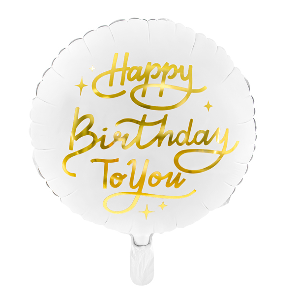 Foil balloon - White Happy Birthday To You - 14''