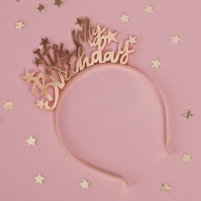 Gold Metal 'It's my Birthday' Head Band