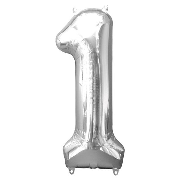 Balloon Foil Number - 1 Silver - 34"