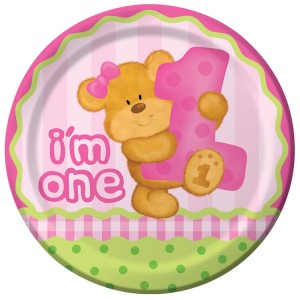 Dinner Plates- Bear's First Birthday -Girl