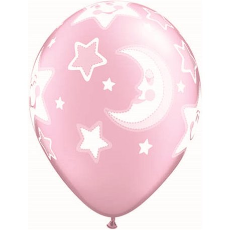 Balloon Latex Pearl - Baby Moon & Stars - Light Pink 11''