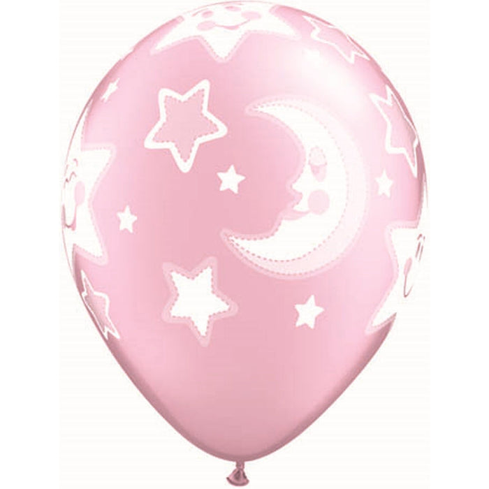 Baby Moon & Stars 11'' - Round Pearl Pink