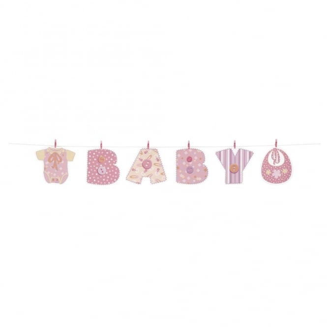 Baby Stitching Pink Clothesline Banner