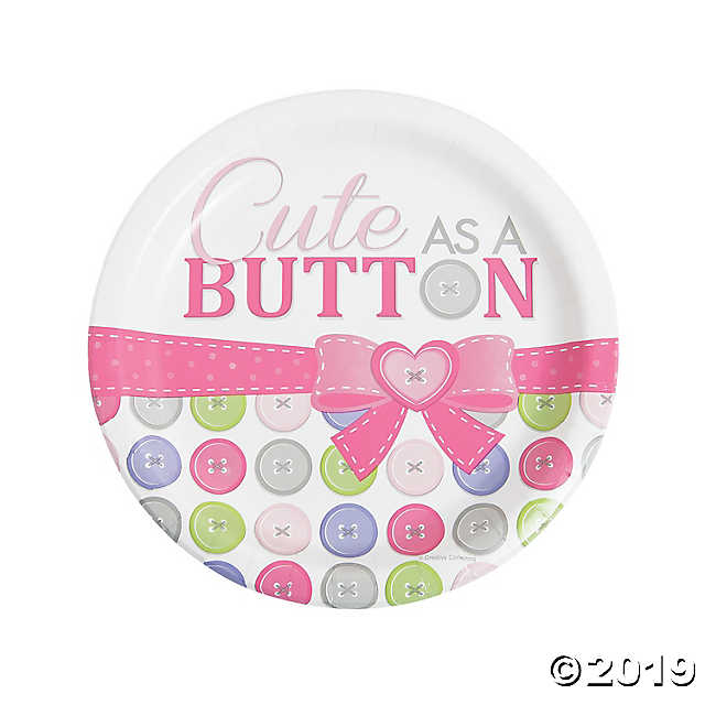 Cute As a Button Girl 9In Dinner Plates