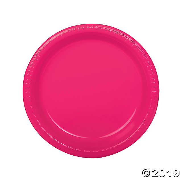 Hot Pink Paper Plates Round - 9 Inch (X8)