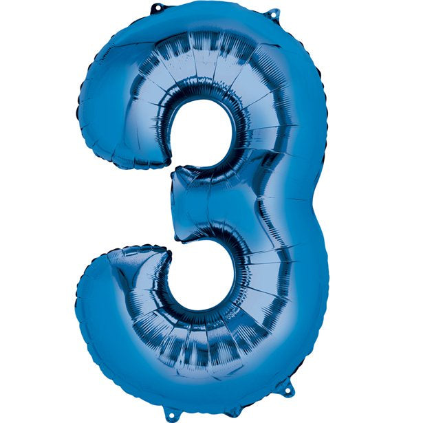 Balloon Foil Number - 3  Blue - 16"