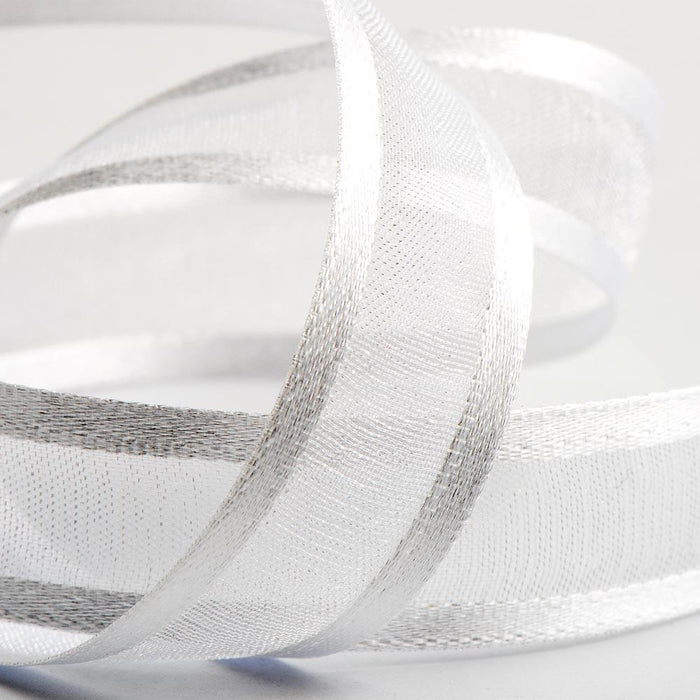 Fusion Ribbon - Organza with Satin - White 25mm