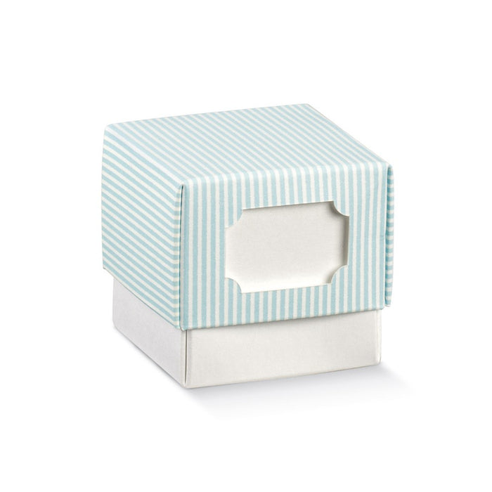 Box w/Lid & Window - Blue Striped - 50x50x50mm